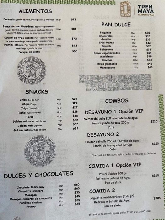 Tren Maya menu